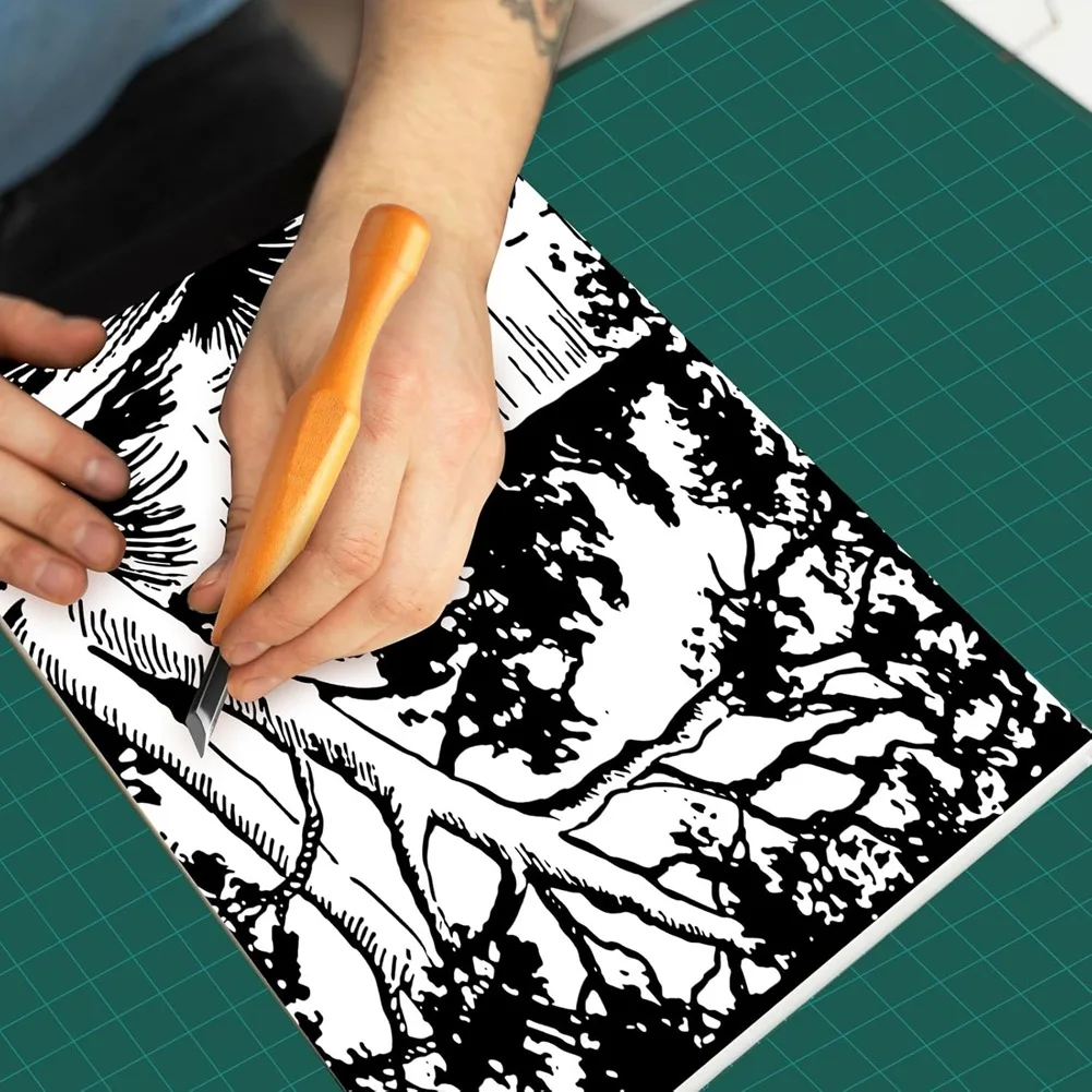 5 قطع من أدوات نحت Linocut مجموعة سكاكين نحت الخشب إزميل مسطح على شكل حرف V بزاوية أدوات نحت نصف دائرية [2026 MOCC]