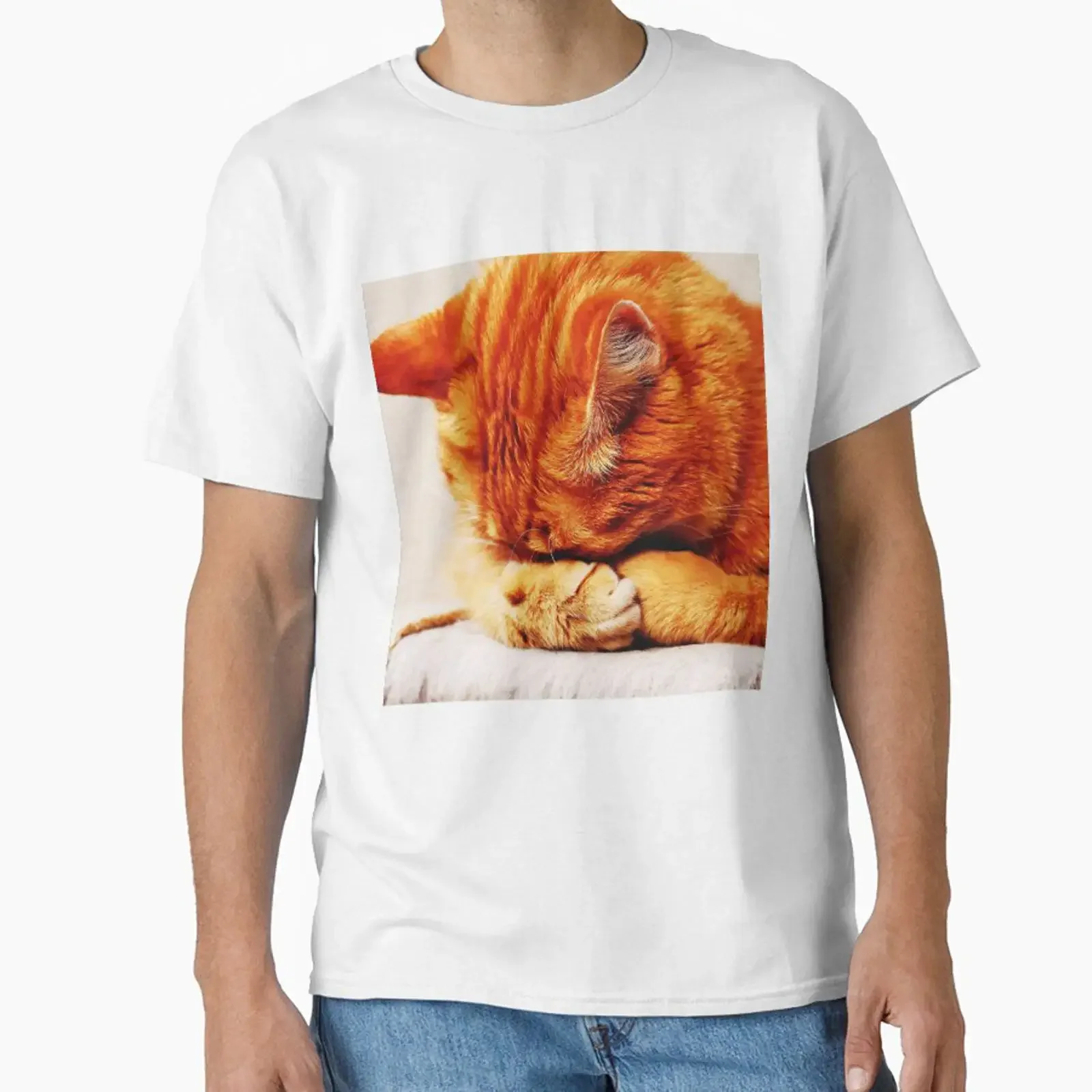 ANIMALS 21 Adorable Praying Tabby Cat designed and sold by DEL Productions vintage Washed Breathable Soft Unisex homme Casual