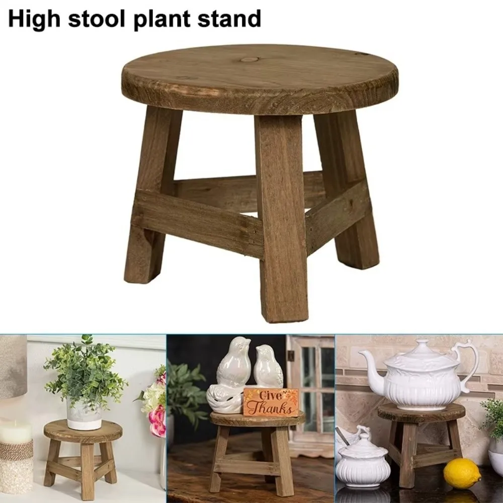 Modern Bonsai Rack Wooden Mini Stool Mini Size Display Succulent Plant Stand Round ​Flower Pot Base Holder Home Garden Decor​