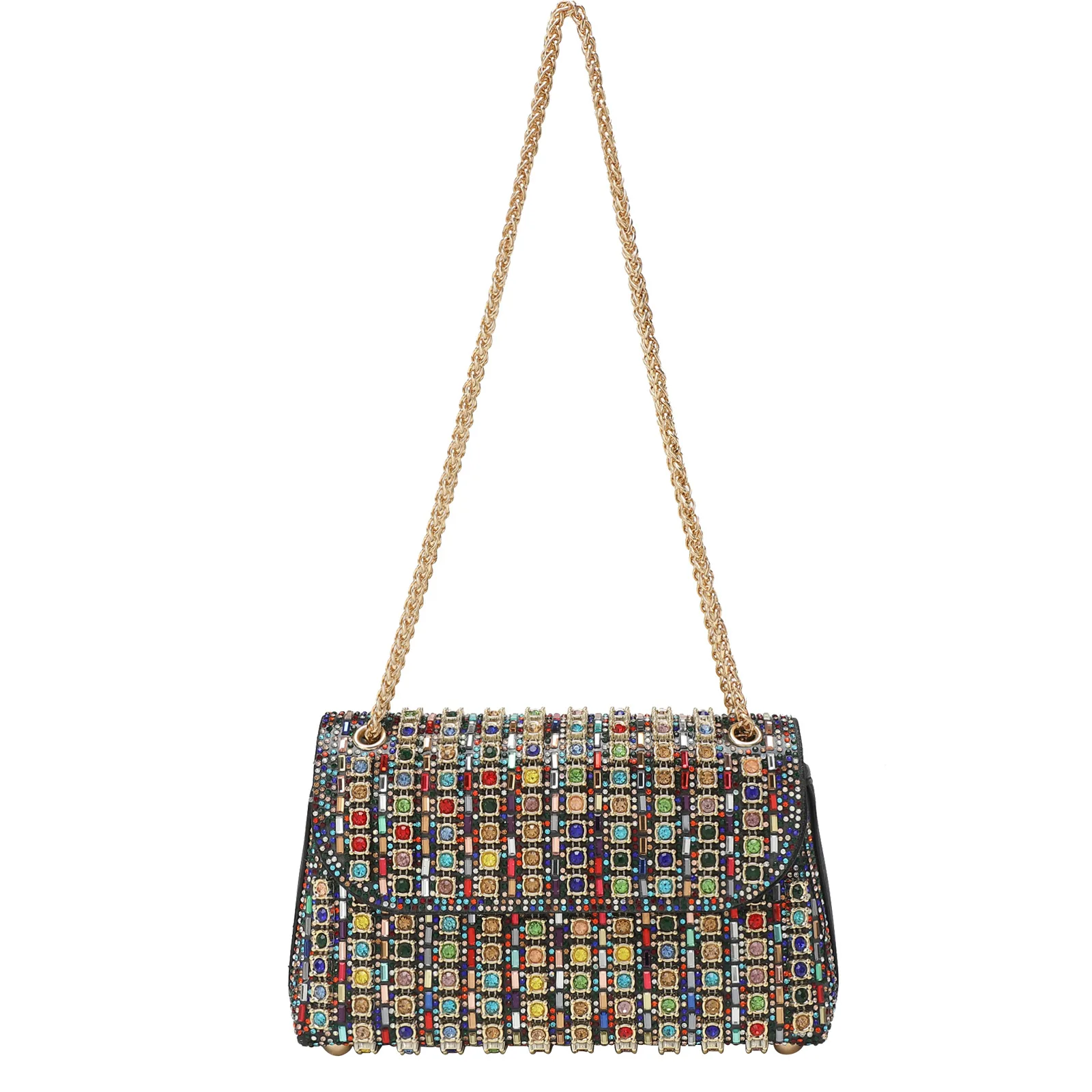 

New Style Full Diamond Evening Bag with High - end Shiny Chain for Wrist and Shoulder Stylish Ladies Handbag