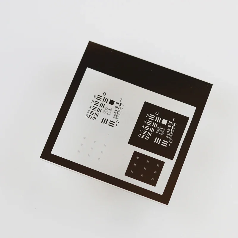 لوحة اختبار دقة بصرية Charttu ، USAF ، 192LP/mm ، زجاج مخطط الاختبار ، إضاءة الكروم ، نوعية جيدة ، 1-228lp/mm ، حجم مخصص