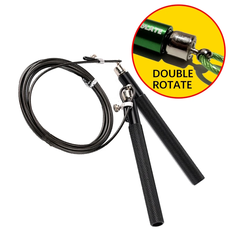 Double rotate more free 2.5mm steel cord jump rope  double bearing metal handle speed jump skipping rope  multi color