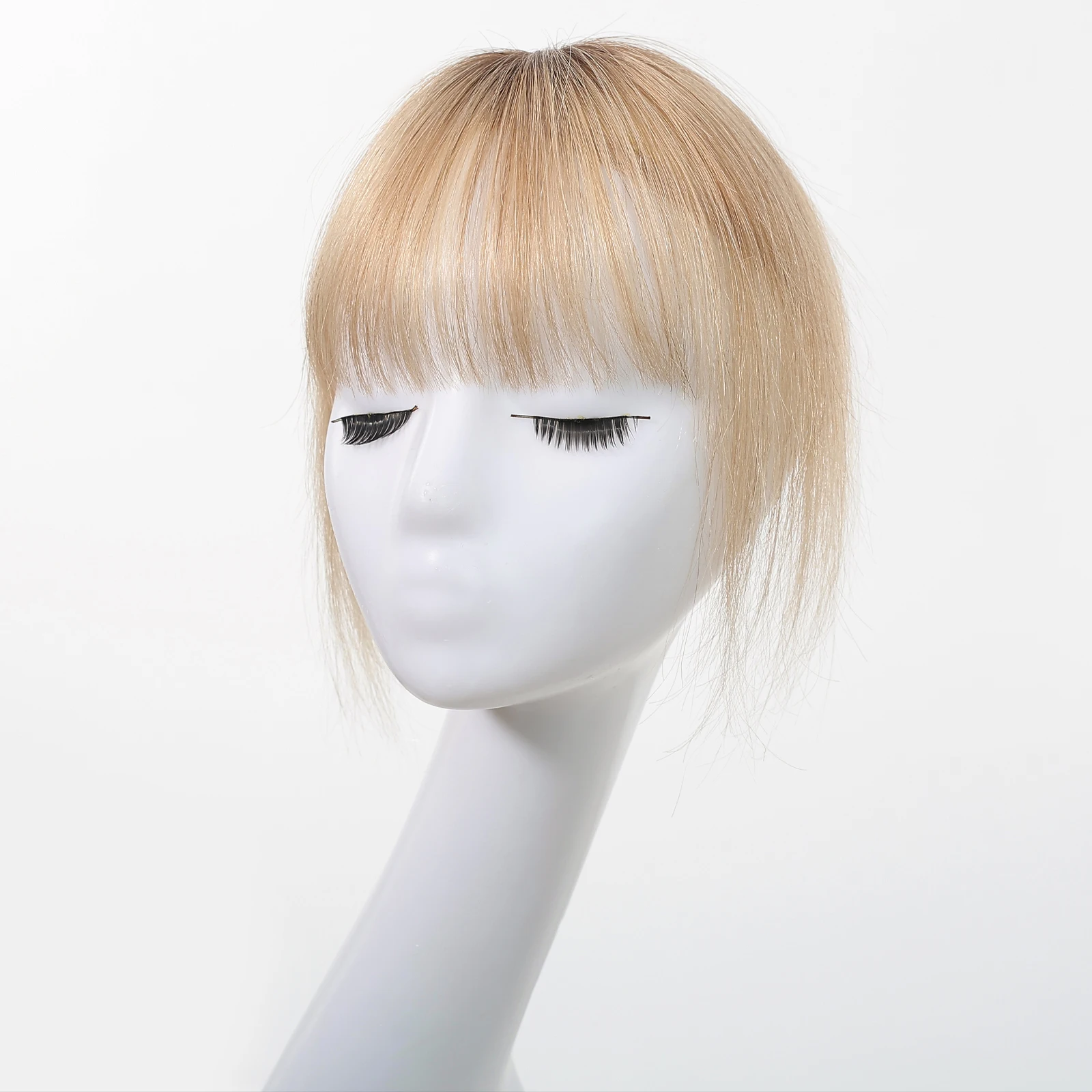 100% شعر بشري أشقر أومبير بلانت قص الانفجارات Wispy مع سوالف 5x5 سنتيمتر كليب في هامش هيربيسي مع رقعة شعر علوية للاستخدام اليومي #4