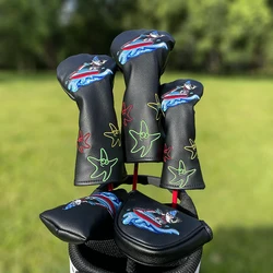 Wizards in Surfing Golf Club #1 #3 #5 Wood Head covers Driver Fairway Woods Hybrid Cover putter Covers