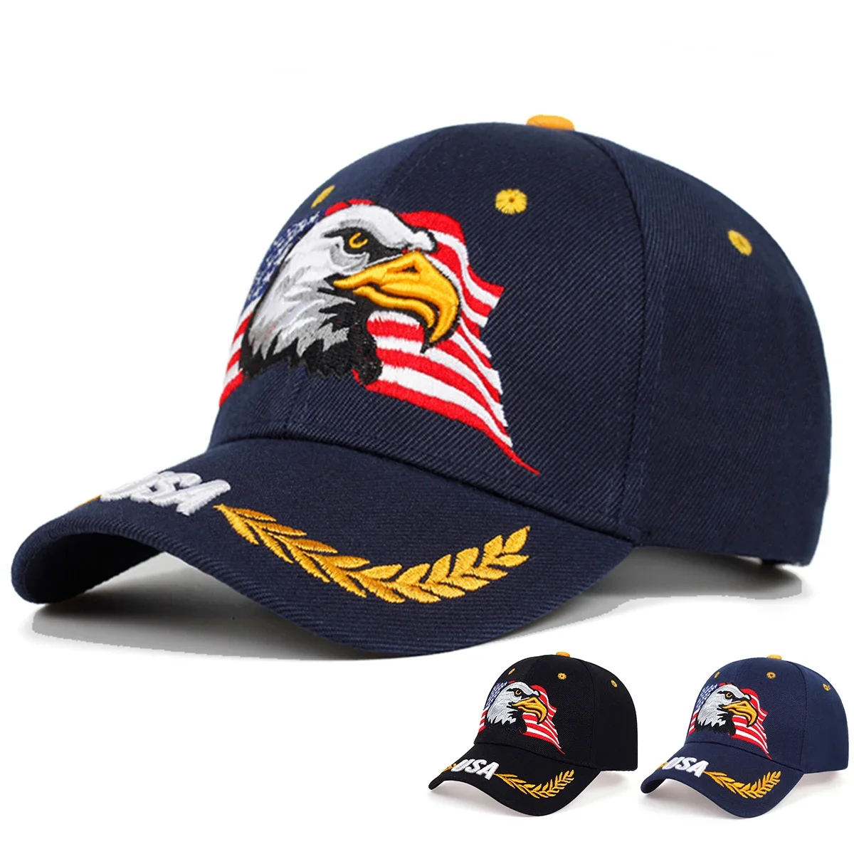 Unisex-Baseballkappen mit USA-Adler-Stickerei, verstellbar, für den Außenbereich, für Frühling und Herbst, lässiger Sonnenschutzhut