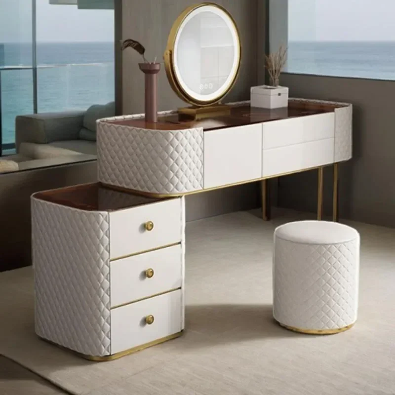 Night Stands Luxury Makeup Bedroom Set Furniture Modern Living Room Woman Dressing Table Nordic Silver Dresser Chair Toiletries