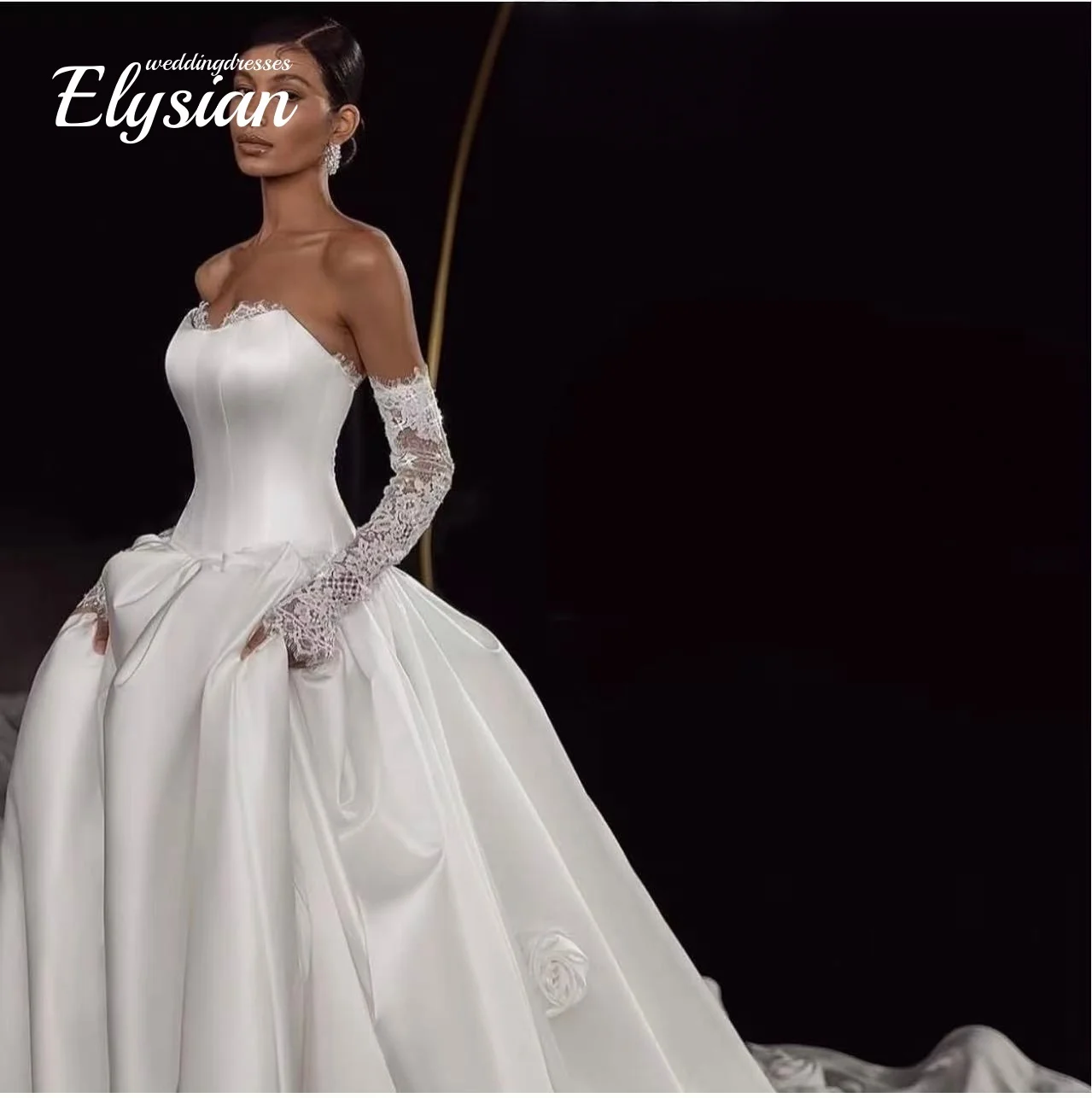 

Customized Luxury A Line Wedding Dresses Women's Sexy Elegant Sweetheart 3D Flowers Backless Bridal Gowns 2026Vestidos De Novia