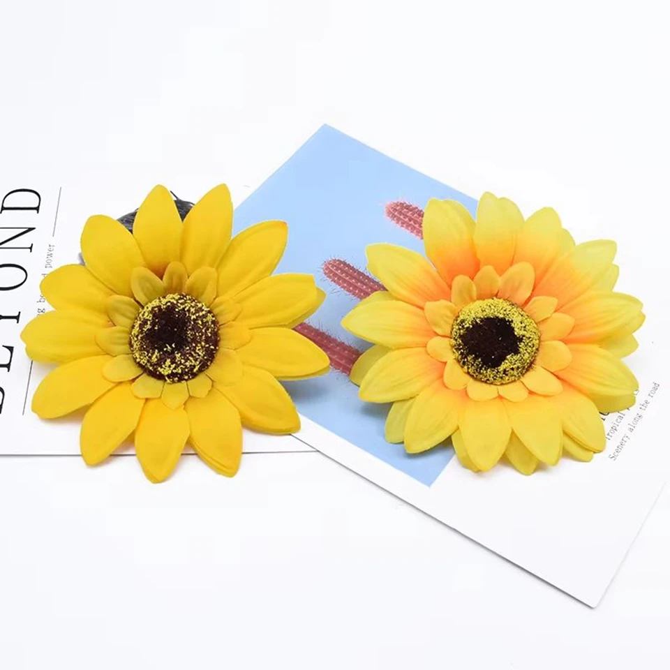 5 Pieces Big Silks Sunflower Decorative Flowers Wreaths Festivald Decorations for Home Diy Gifts Boxes Cheap Artificial Plants