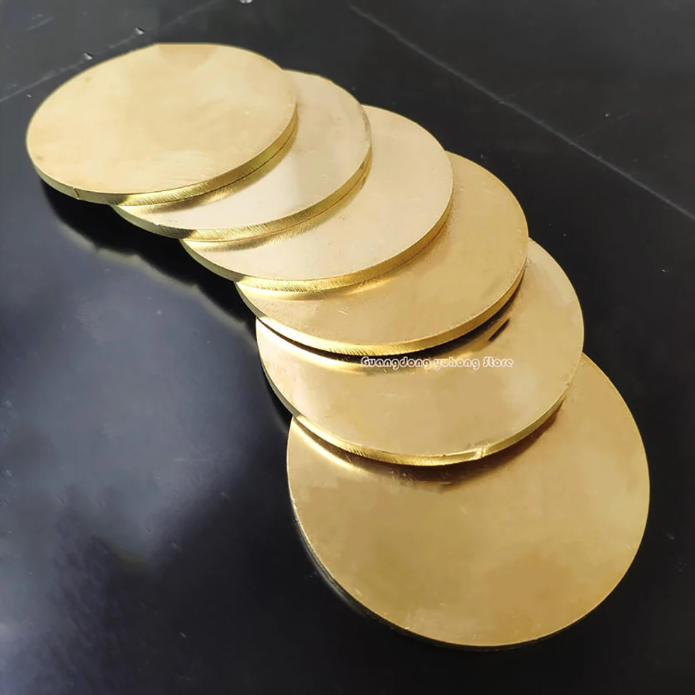 H62 Solid Brass Discs Flat Round Sheet Plate Thick 0.8-3mm Dia 50-100mm Brass Gasket Pure Copper Round Plate Brass Parts Cutting