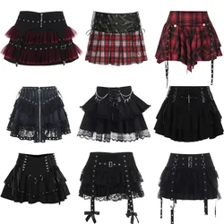 Gothic Mini Skirt 2026 New Halloween Goth Aesthetic 90s Y2K Party Club Harajuku Streetwear Women's Skirt Black High Waist Skirts