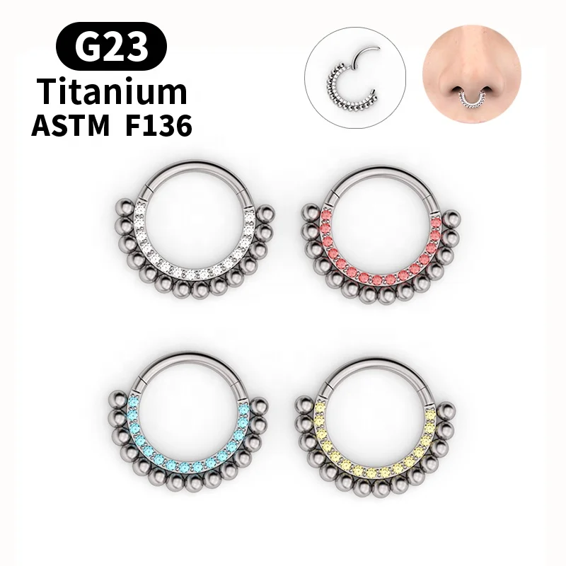 1pcs Fashion Ladies Nose Ring G23 Titanium Zircon Diaphragm Cartilage Puncture Body Decoration Jewelry Holiday Gift New 2021