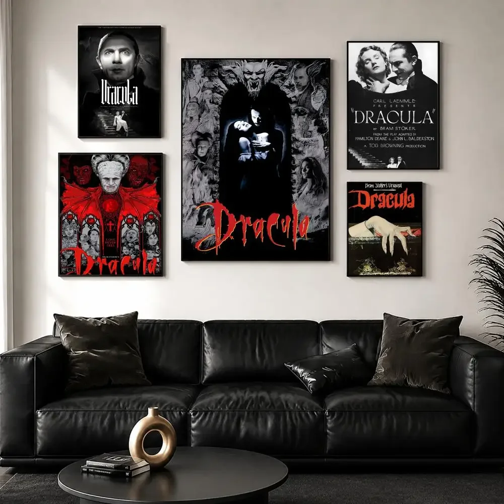 Retro Horrible Movie Dracula Poster Perfect Sticker Self Adhesive for Office Home Theater Wall Art Decor Fancy Gift