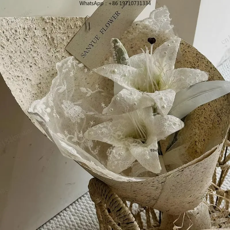 Lace Lily Bouquet Finished Simulation Flower, Lace Premium Photo Anniversary Gift
