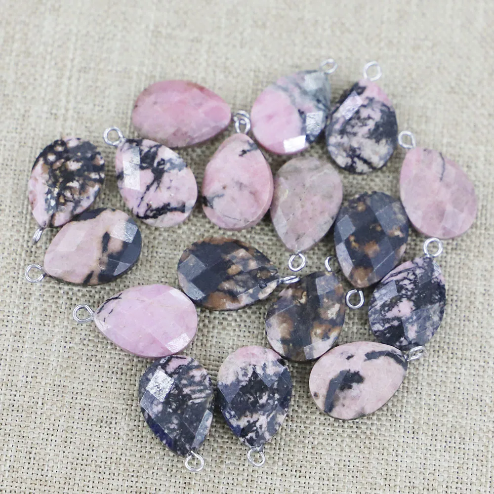 

Natural Stone Rhodonite Faceted Pendants Water Droplets Charms Necklaces DIY Fashion Jewelry Making Accessories Wholesale 12Pcs