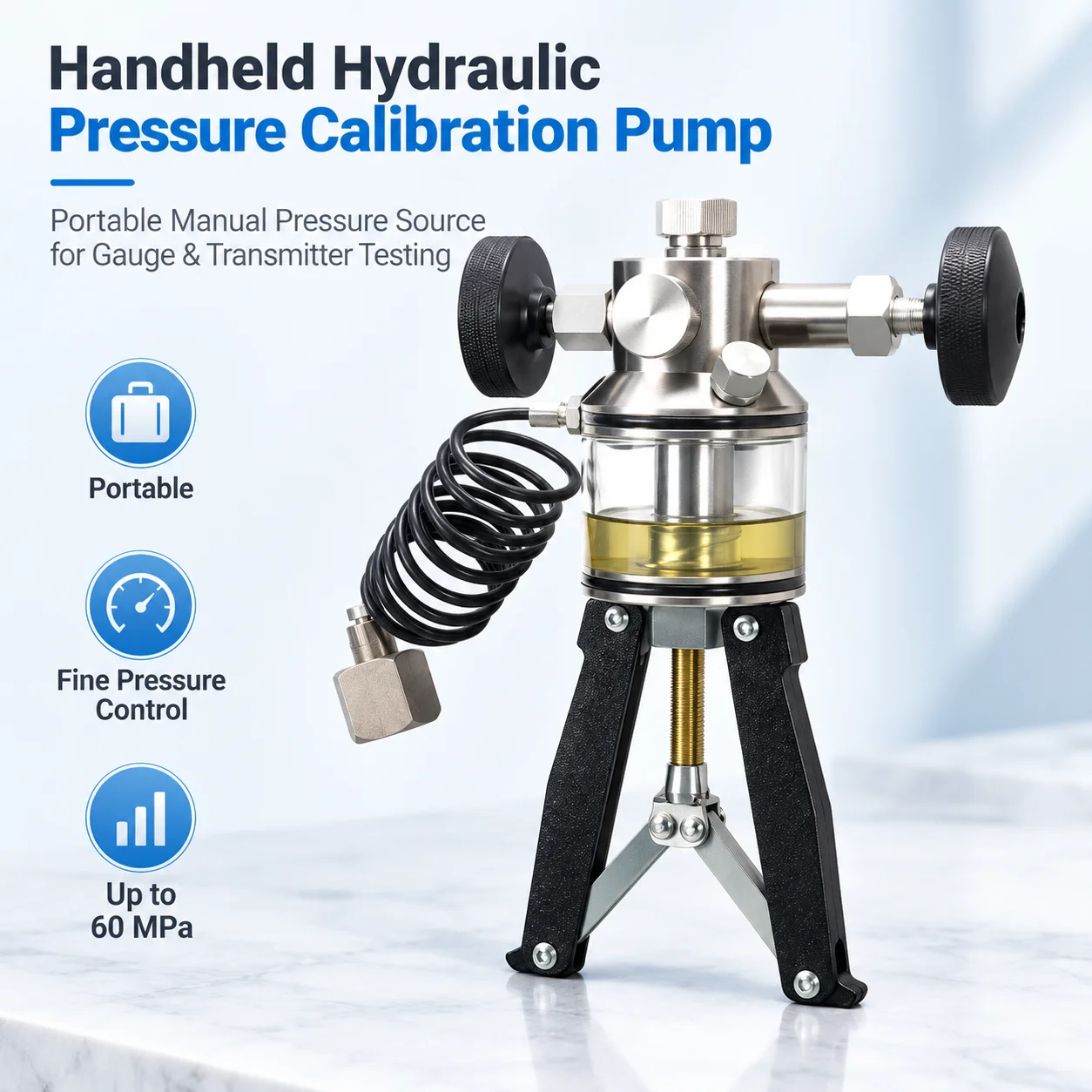 AOLIVIYA Hydraulic Pump Pressure Pump Ship Hand-held Pressure Calibration Tool Hand Pliers Calibrator 60 Mpa0.05 Accuracy