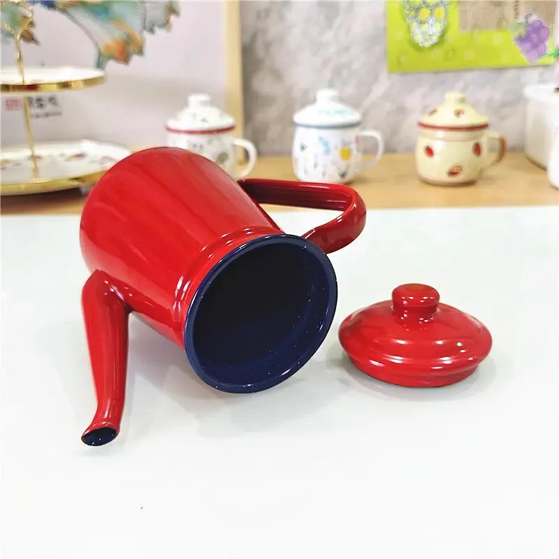 Enamel 1.1L Coffee Pot Oil Pot Milk Tea Enamel Pot Cold Water Household Utensils Can Open Fire Induction Cooker Cookware - view 5