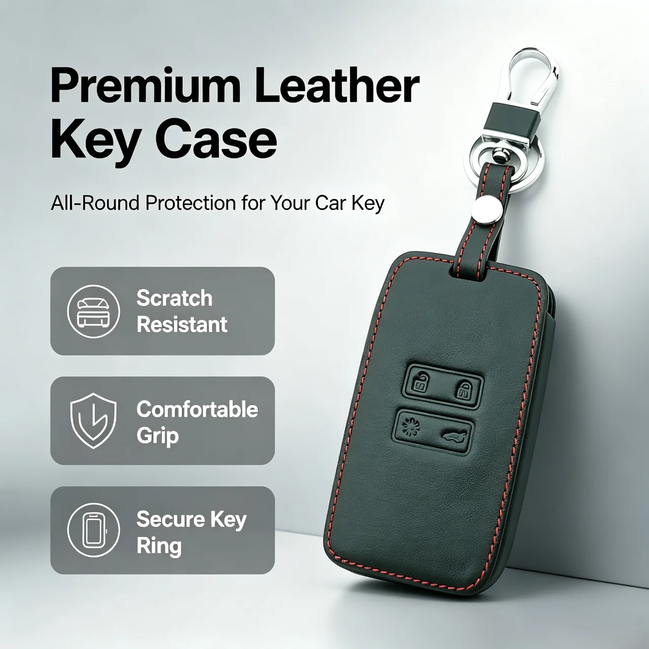 Intelligent remote control car key leather protective cover suitable for Renault Koleos, Kadjar, Megane, and Talisman models 2