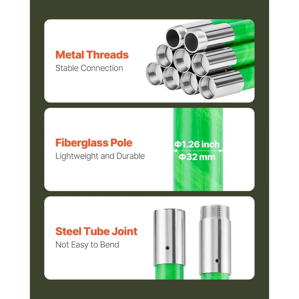 Sega a palo estensibile di VEVOR: potatrice per alberi da 3,87 a 27 piedi con azione a forbice e lama in acciaio da 65 ml, impugnatura leggera in fibra di vetro