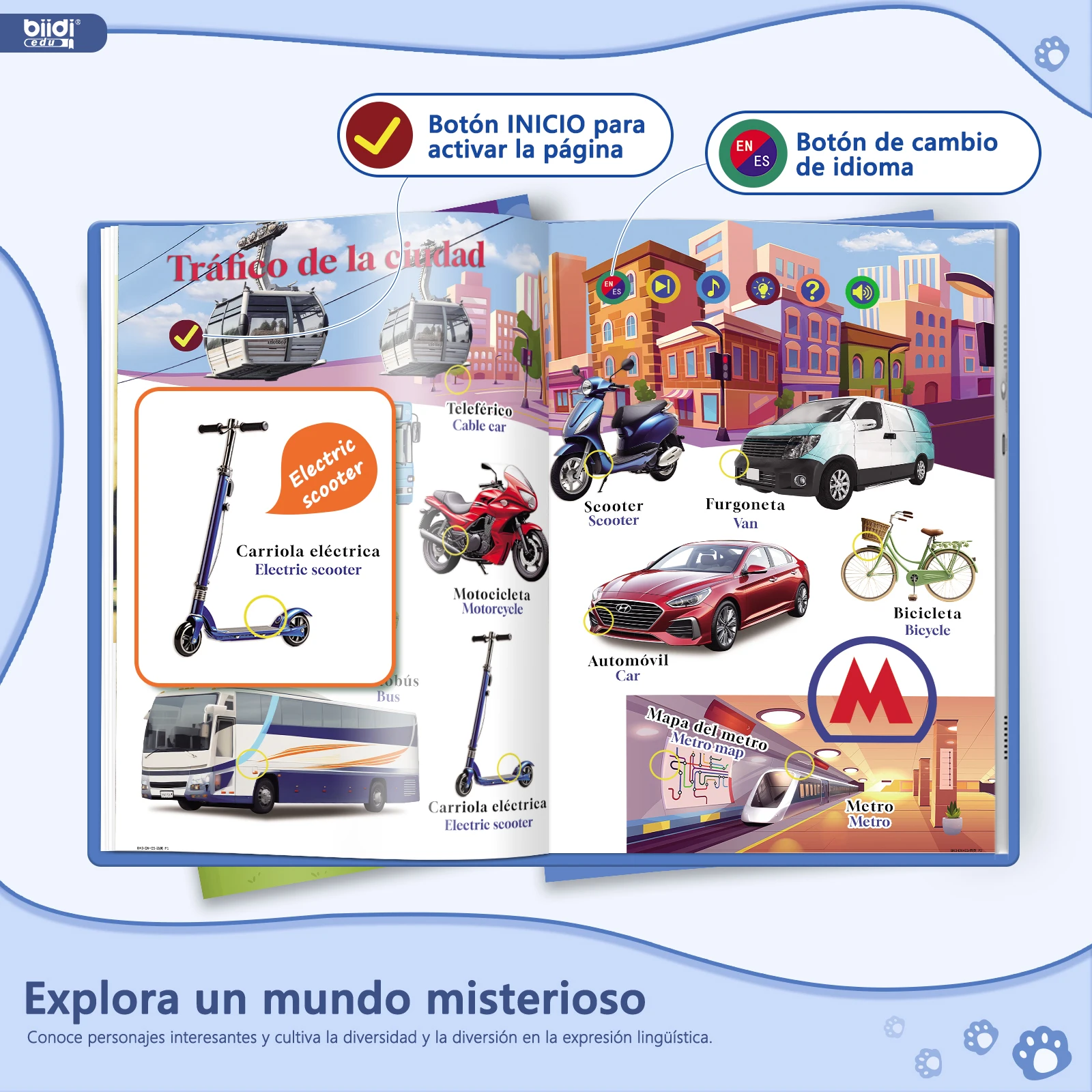 Bilingual Audio Book – Spanish + English Children's Interactive Book Toys for Children with Autism  Interactive Learning Book 0+