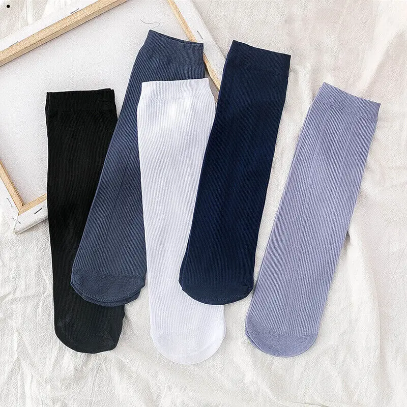 10pairs Men Ice Silk Socks Summer Spring Ultra-thin Socks Solid Business Socks Breathable Soft Socks Ankle Bamboo Fiber Socks