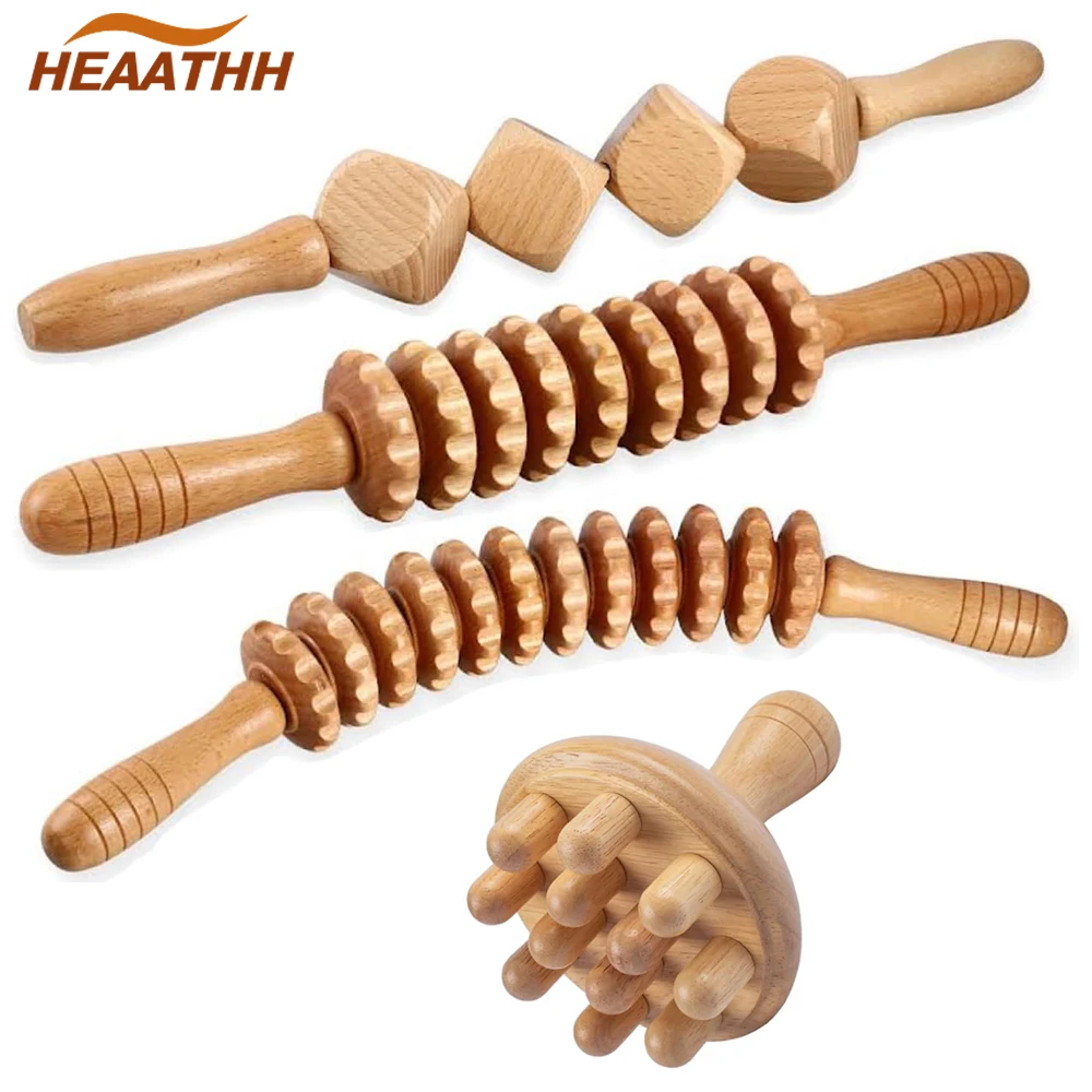 

Wood Therapy Kit Body Wood Therapy Roller Stick Lymphatic Drainage Anti-Cellulite Massager for Body Shaping,Muscle Massage Relax