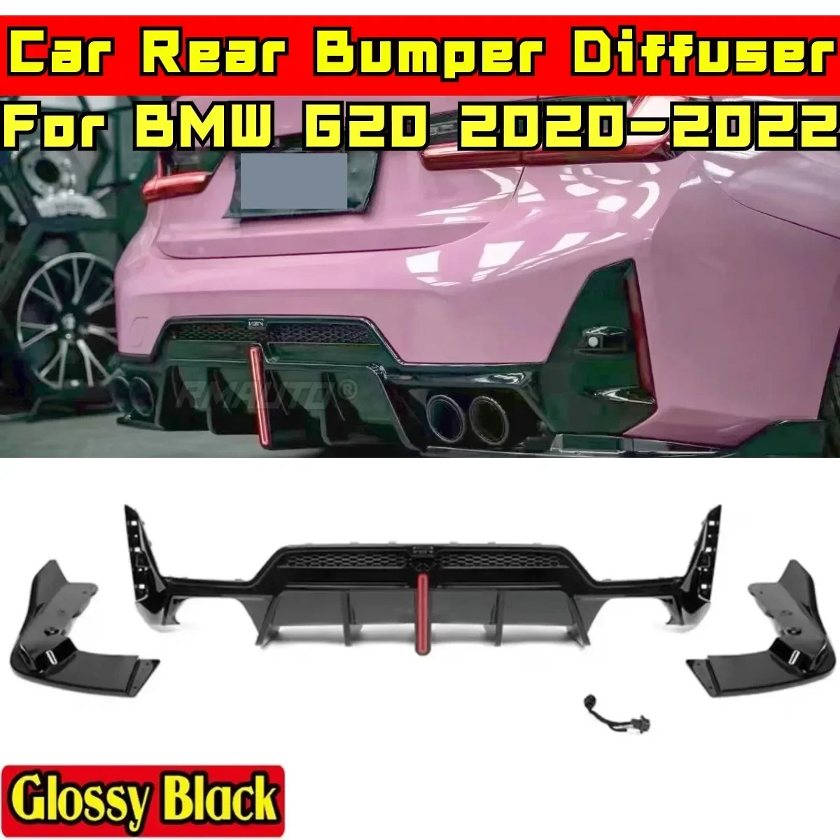 BMW G20 Rear Bumper Lip Glossy Black MP Style Car Rear Bumper Guard Splitter Car Accessories For BMW G20 2020-2022 Body Kit