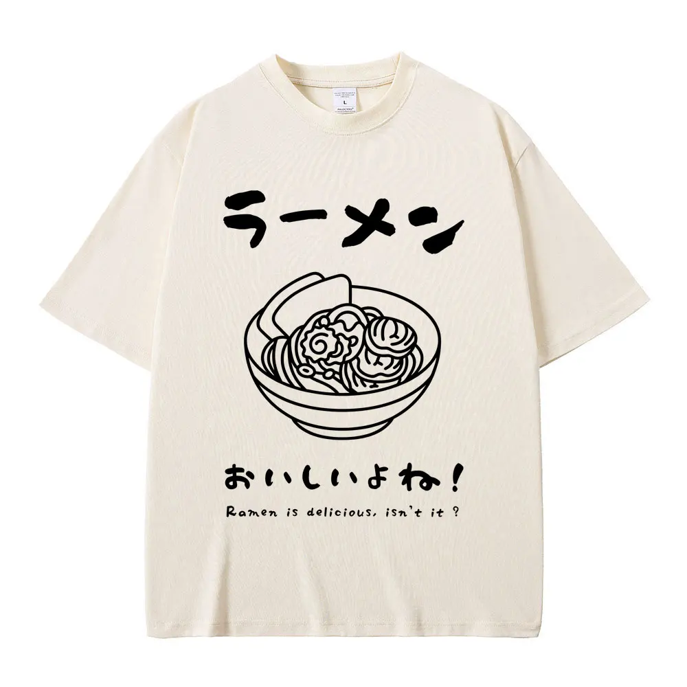 Ramen T Shirt Food Lover Kawaii Japanese Style Streetwear Foodie Noodle T-shirt Men Women Pure Cotton Short Sleeve T-shirts