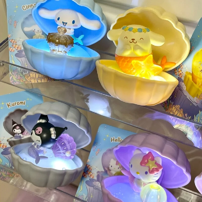 Echte Sanrio Zeemeermin Shell Serie Blind Box Kuromi Hellokitty Melody Kawaii Model Mystery Box Little Twin Star Aangepaste Gift