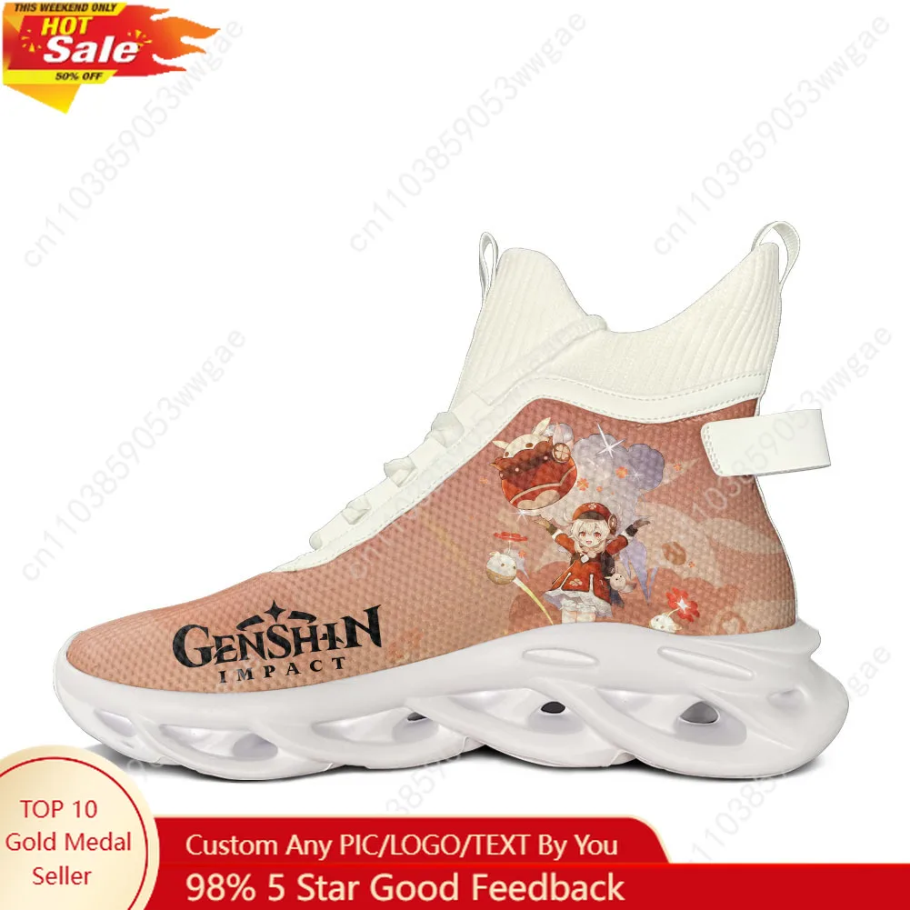 

Genshin Klee High Top Flats Sneakers Mens Womens Sport Running Shoe High Quality Sneakers Lace Up Mesh Footwear Customized Shoes