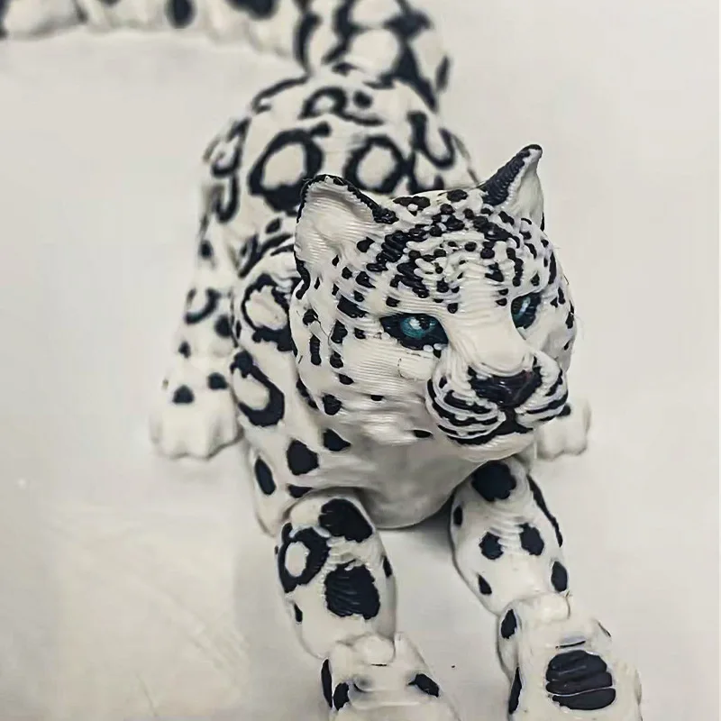 3D-gedrucktes Schneeleoparden-Modell, Simulation, mehrteilig, beweglich, wilde Tiere, Figuren, Miniaturen, Heimdekoration, Kunsthandwerk, Figuren – Detail 12