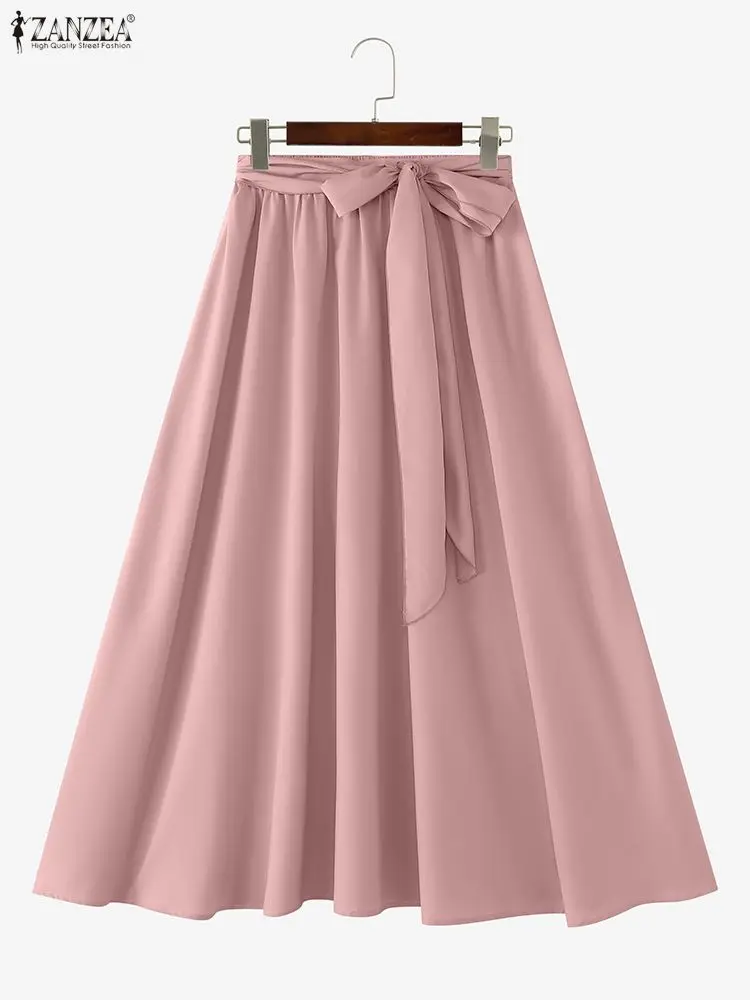 

ZANZEA модные женские макси-юбки 2022, осенние повязки, повседневные однотонные длинные плавки с эластичной резинкой на талии, вечерние трапециевидные юбки Faldas Saia