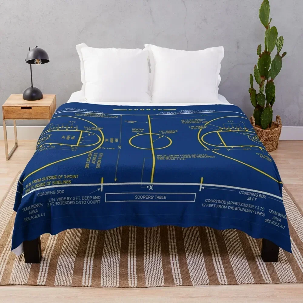 College Basketball Court Diagram Schematic for Basketball Lovers Throw Blanket Warm Napping Blanket for Office Couch Bed