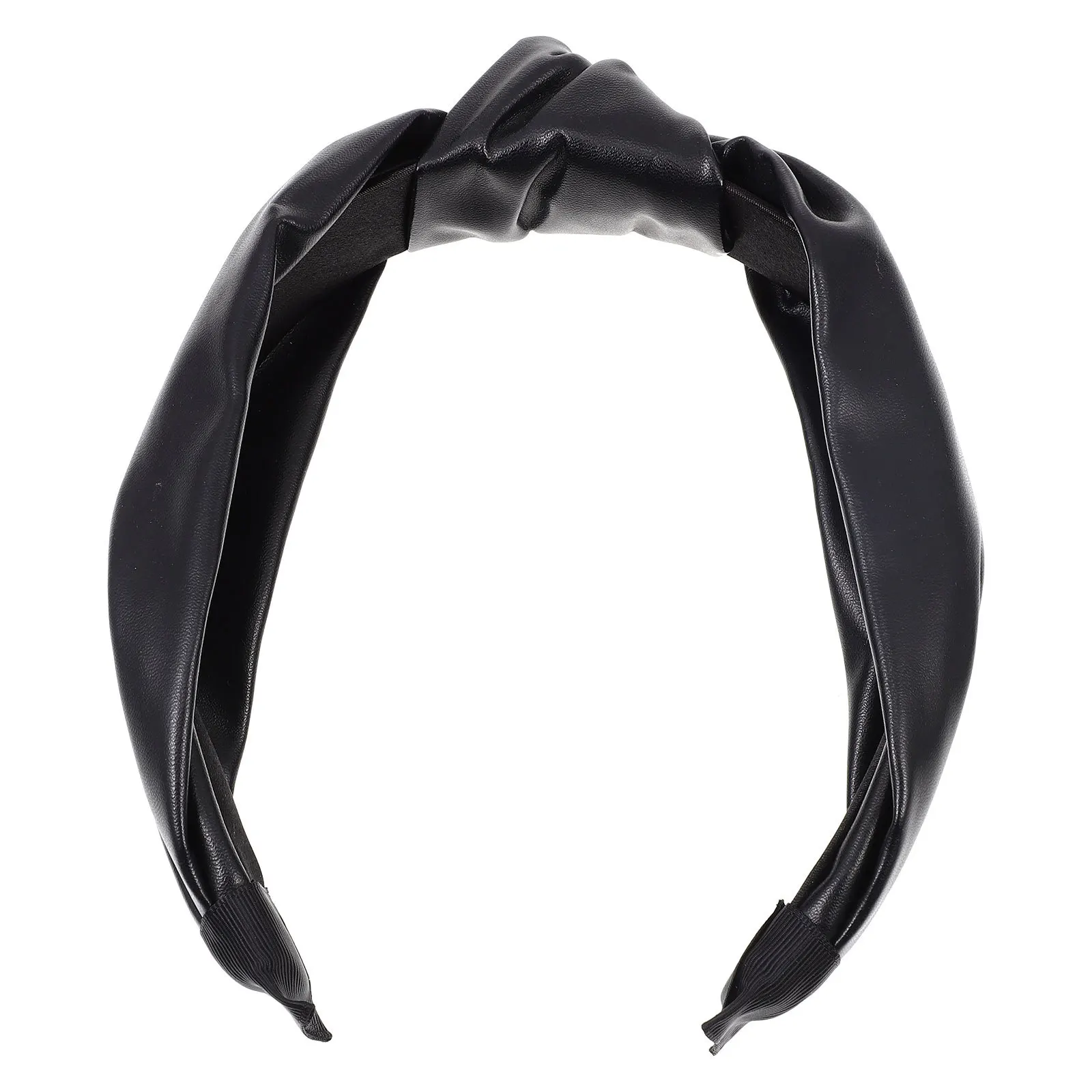 

Pu Knotted Headband Women Simple Hair Band Decor Anti-Slip Wide Party Hairband Versatile Wash Face Headdress Chic