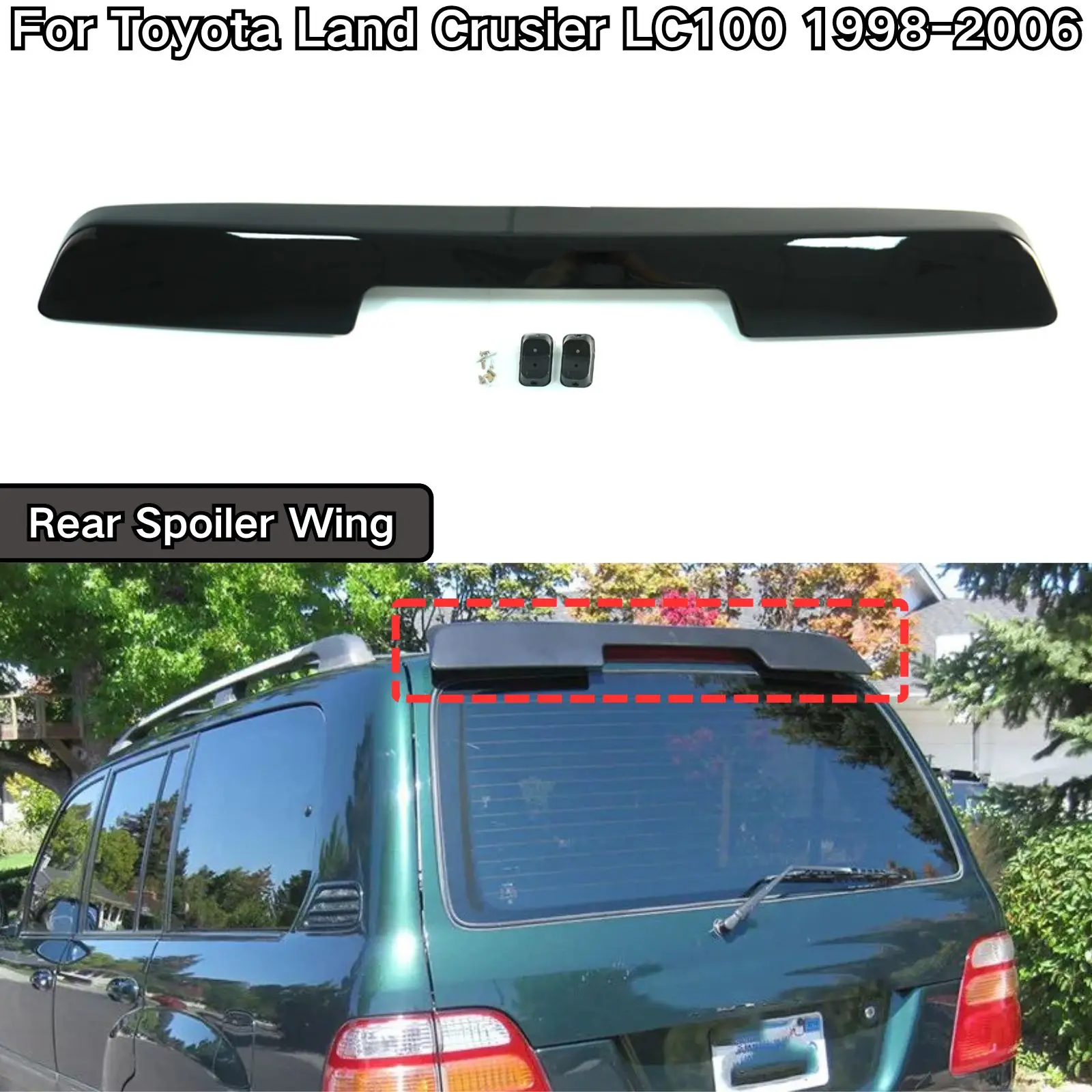 

For Toyota Land Crusier LC100 1998 1999-2006 Rear Spoiler Wing Rear Roof Top Spoiler Glossy Black Cars Accessories Body Kit