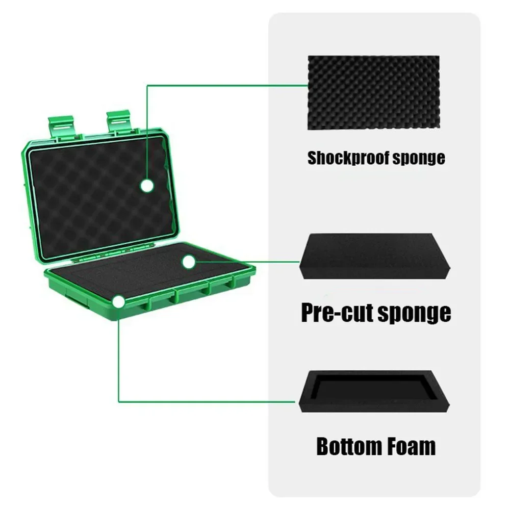 1Pc Shockproof Waterproof Sealed Safety Case Tool Box Airtight Tool Box Lockable Instrument Case Dry Box with Pre-cut Foam