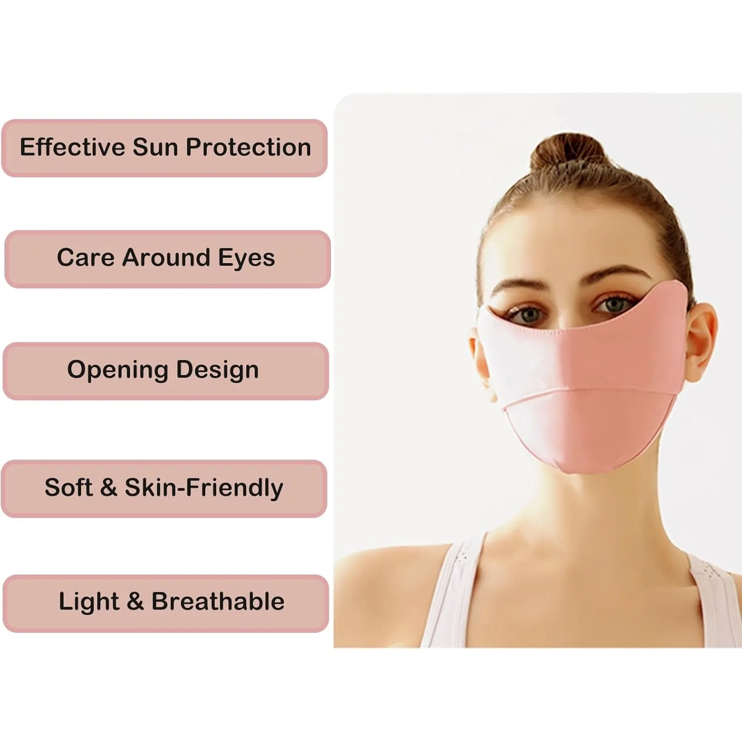 2Pcs UV Face Mask, Ice Silk Cooling Neck Gaiter + Sun Protection Face Mask, Lightweight Breathable Face Cover, Washable Reusable