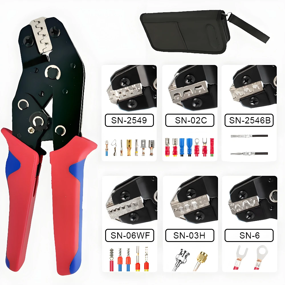 Crimping Tool For Dupont JST MOLEX Terminals,No/Pre Insulated Ferrules,Butt Connectors,Solar & Coax Connectors SN-58B 2549 2546B