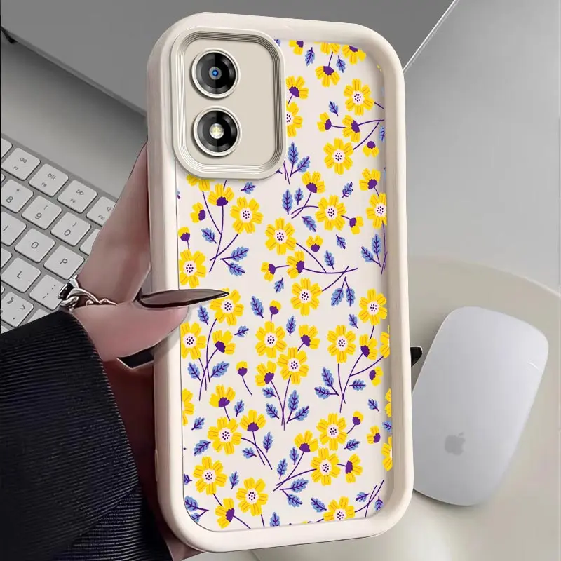 E13 Elegant Flower New Sky Eye Phone Case For Motorola Moto E13 Shatterproof Camera Protection Moto E13 Soft Back Cover