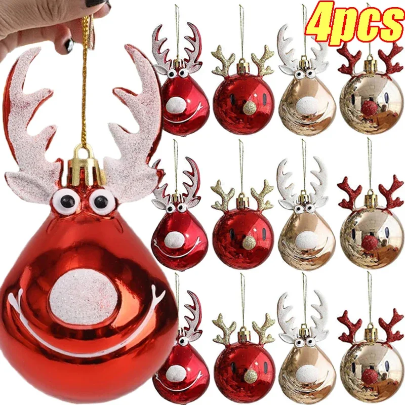 Elk Christmas Balls Ornaments Xmas Tree Hanging Reindeer Bauble Pendant Christmas Decorations for Home New Year Party Supplies