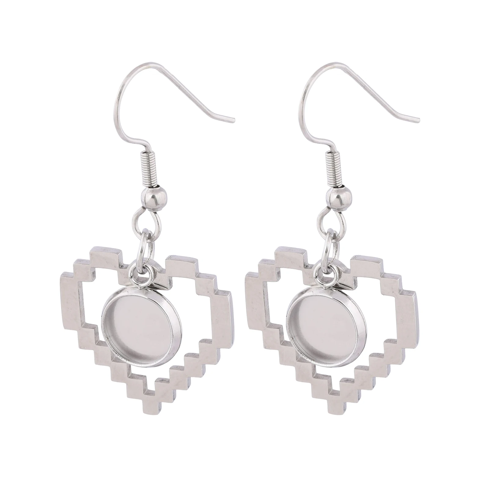 

6 шт. оснований для серег-обручей из нержавеющей стали в форме сердца, 8 мм, для кабошонов, подвески, крючки, фурнитура для изготовления украшений