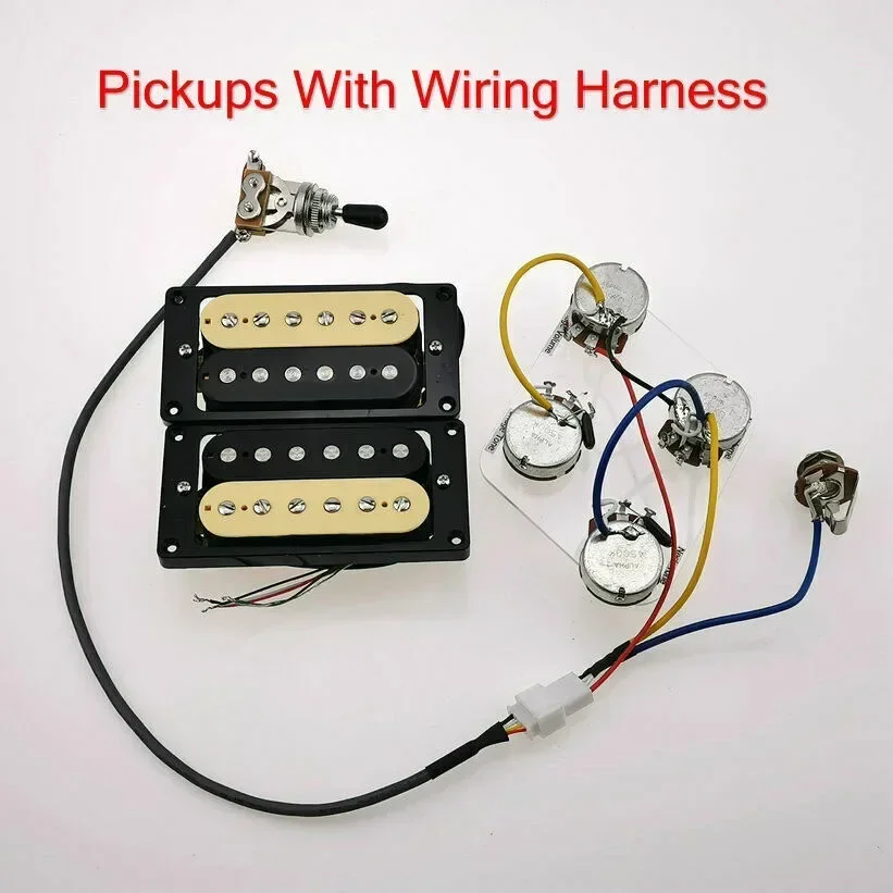 New Guitar Pickups Humbucker  Electric Guitar Pickups 4C zebra / Black set With Wiring Harness