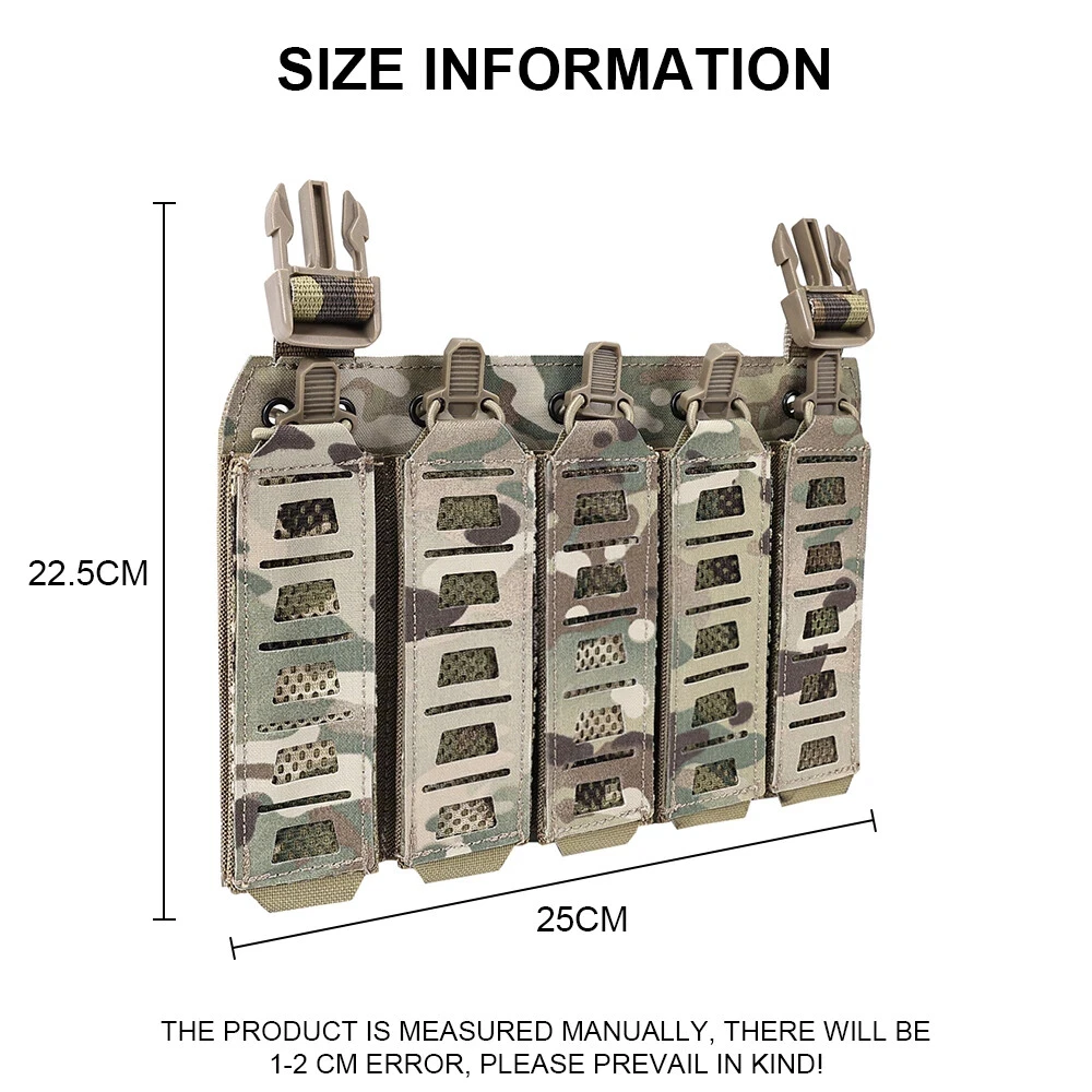 Tactical MP5 MP7 Magazine Pouches with Hooks Backing＆Elastic Retention Straps for Airsoft Hunting Vest Chest Rig Accessories view 3