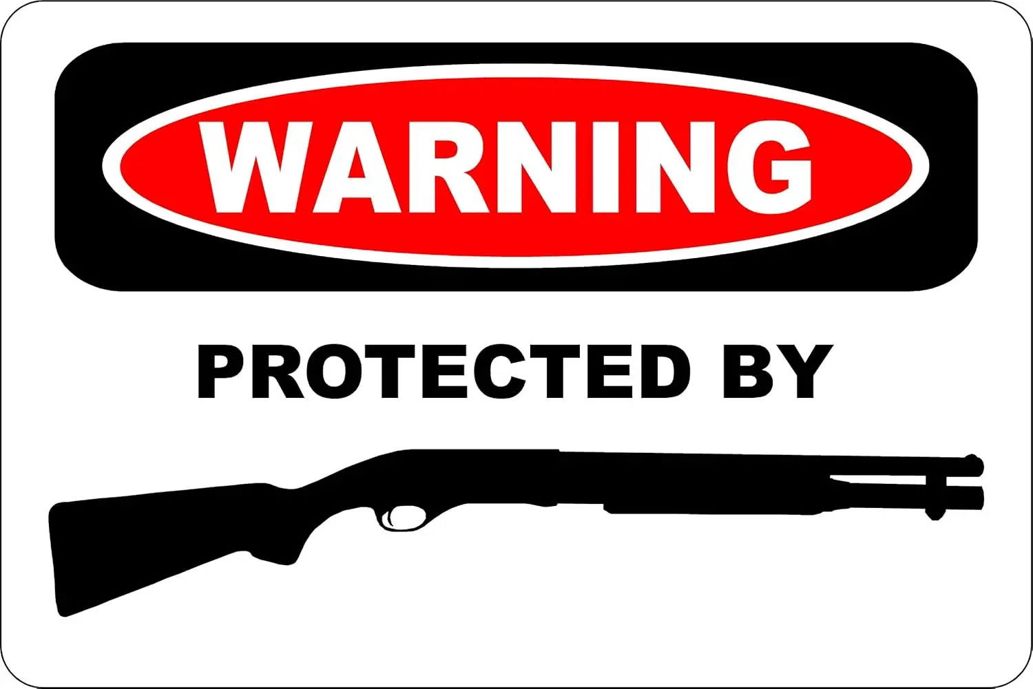 Warning Protected By Shotgun Silhouette Metal Tin Sign Vintage Wall Decor For Yard Garage Cabin Man Cave