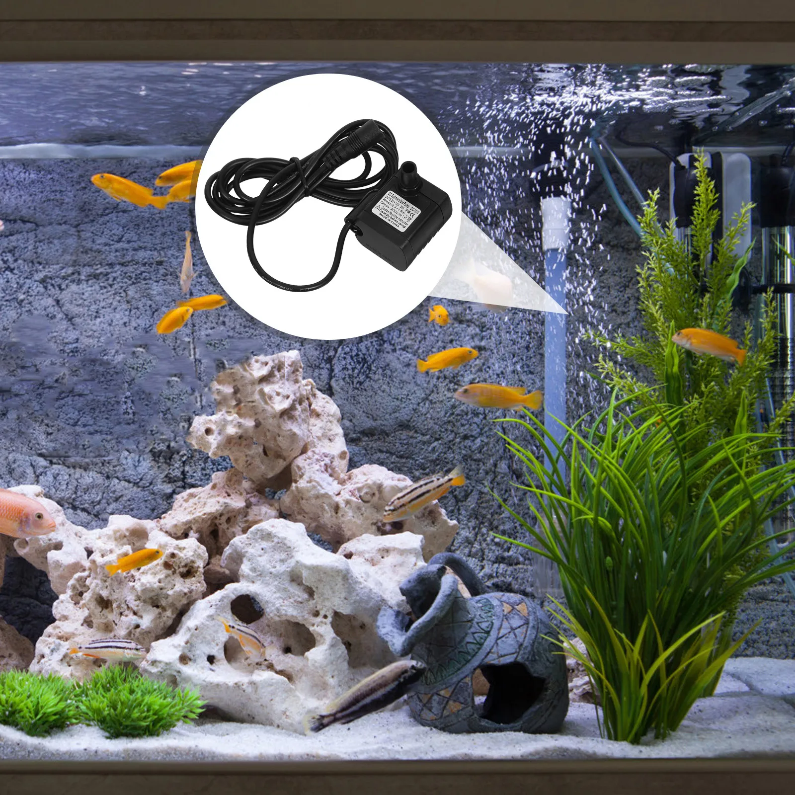 

Micro Submersible Pump 3W DC 12V 46 Inch Cord 200L Output Adjustable Flow Aquarium Fish Pond Water Circulation Mini Pumps