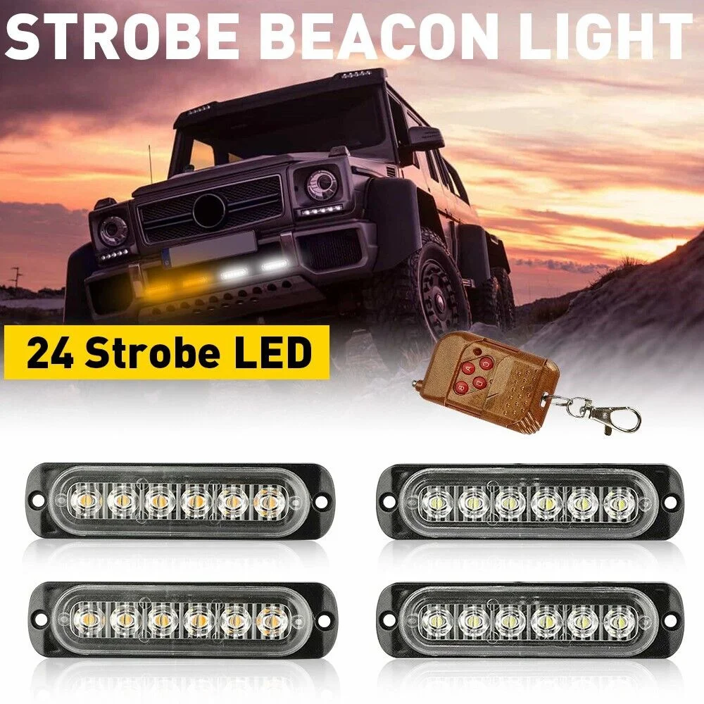 24 LED Strobe Light Wireless Car Emergency Flashing Light Car LED 12V Trailer Truck Strobos Police Warning Light Auto Diode Lamp