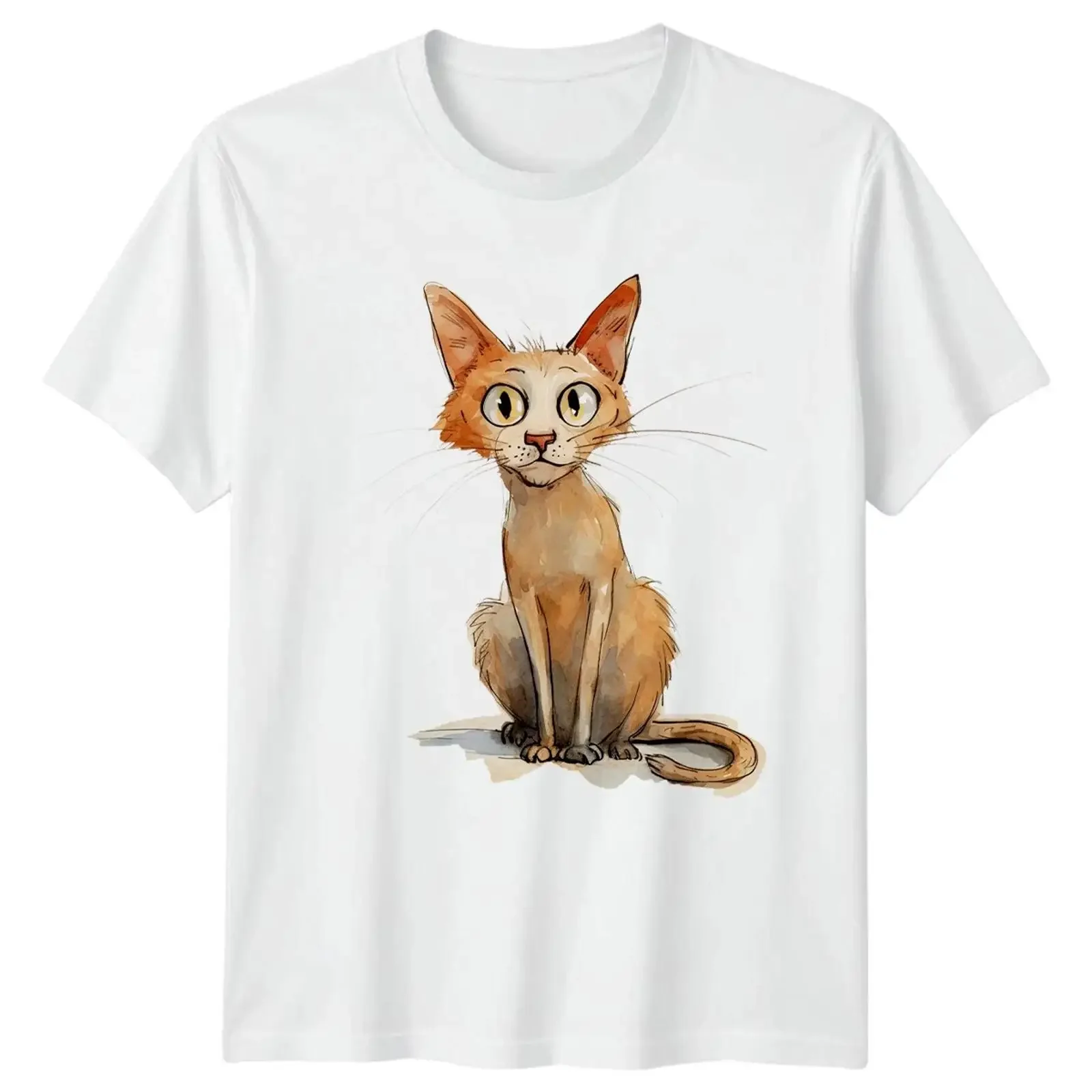 Lustiges T-Shirt mit Ingwer-Abessinier-Katzenrassen-Motiv, Geschenk für Sie und Ihn, Vintage-Washed-Top für den Alltag, Herren