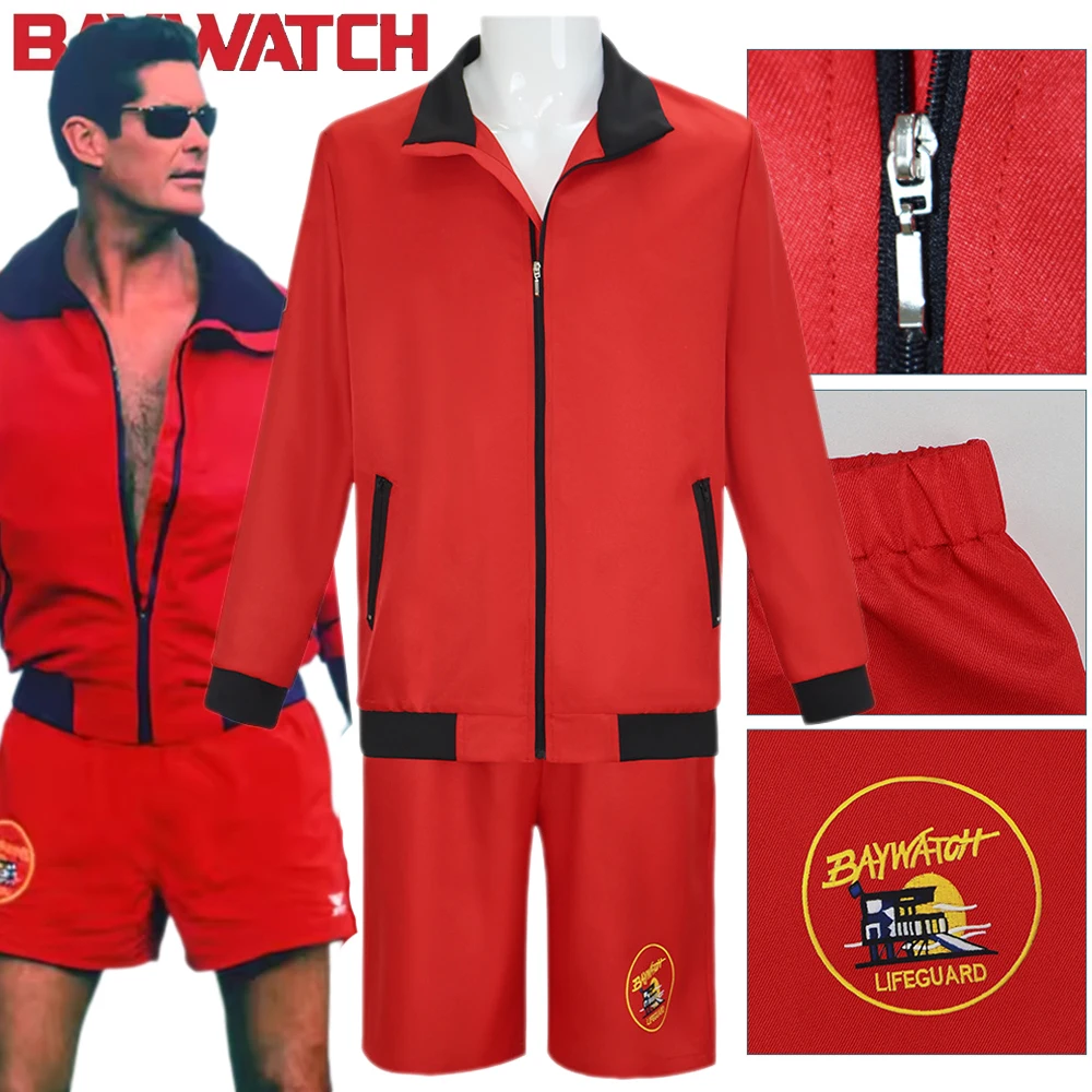 

Mitch Buchannon, красное пальто для косплея, пляжное пальто из фильма, пальто Baywatch, красная куртка и брюки в пляжном стиле, полный комплект, мужской карнавальный костюм для взрослых