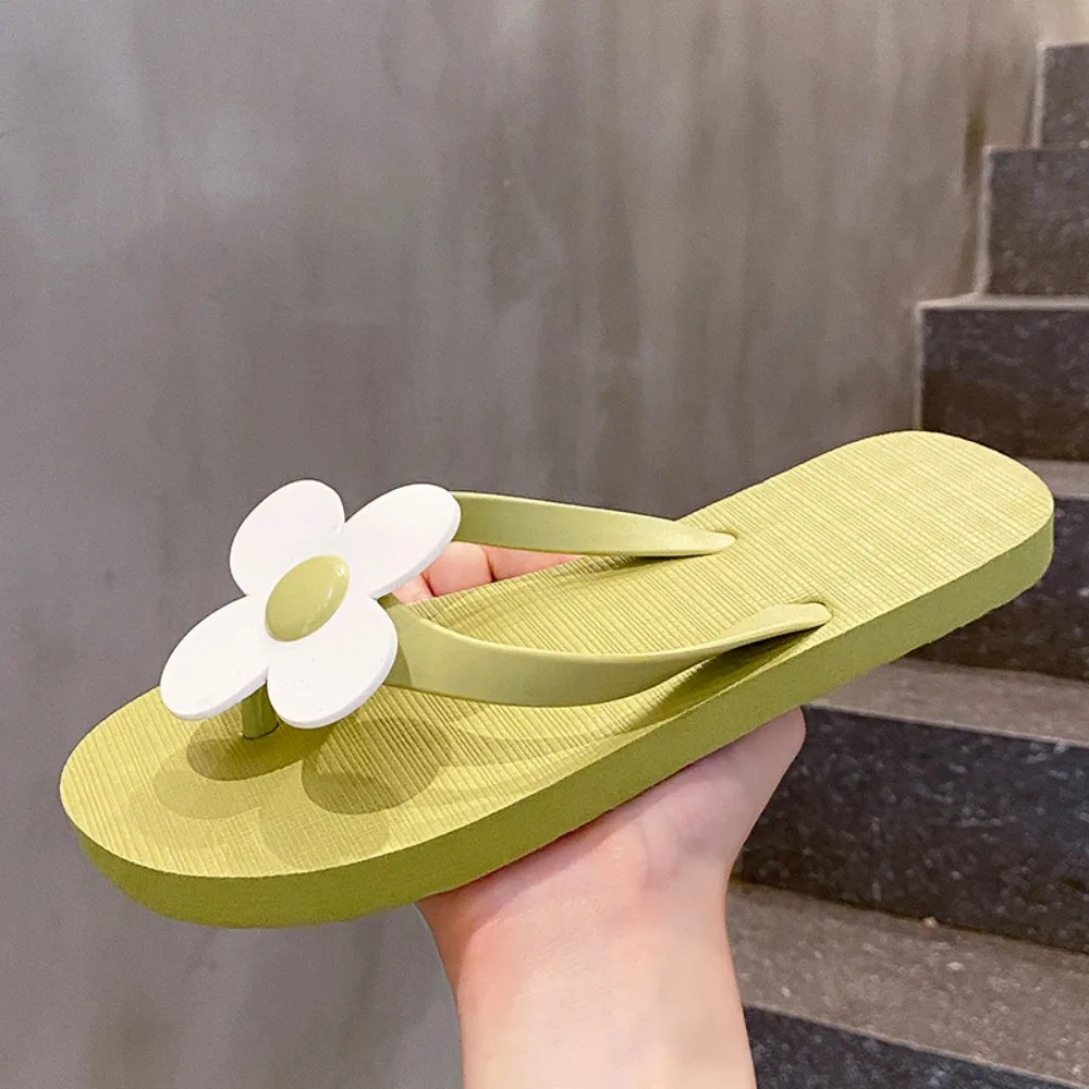 Basic Flower Flower Flip Flops Clip Toe PVC Platform Flip Flops Summer Beachwear Flat Soled Slippers Summer