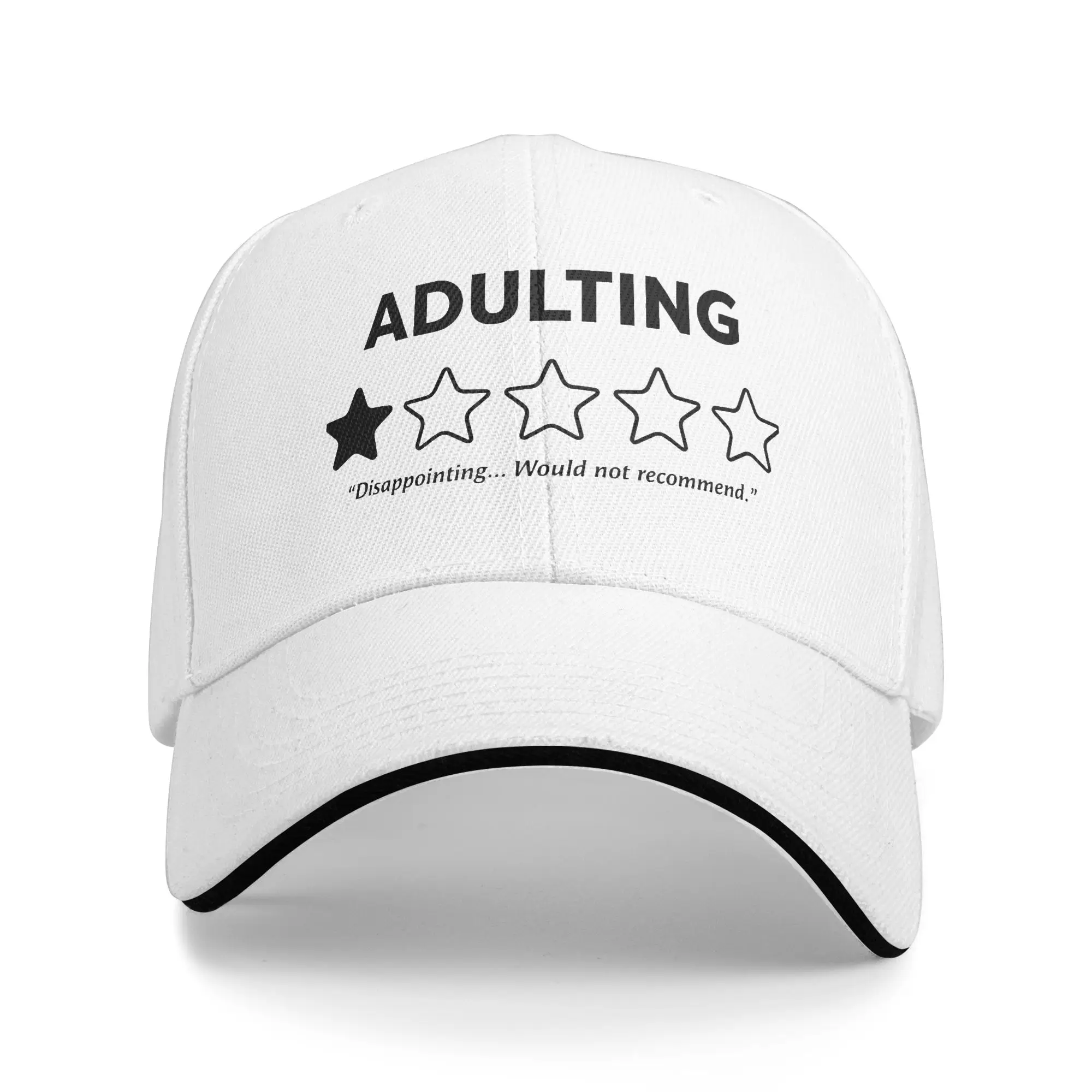 Adulting One Star Rating  Baseball Cap Casual  Sandwich Hat for Men Women Breathable Dad Hat Outdoor