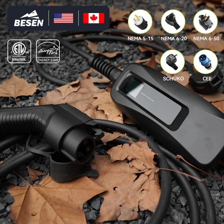 BESEN Max 40A 32A EV CHARGING BOX 7.2kW 8kW PORTABLE ELECTRIC VEHICLE CHARGER with LCD SCREEN